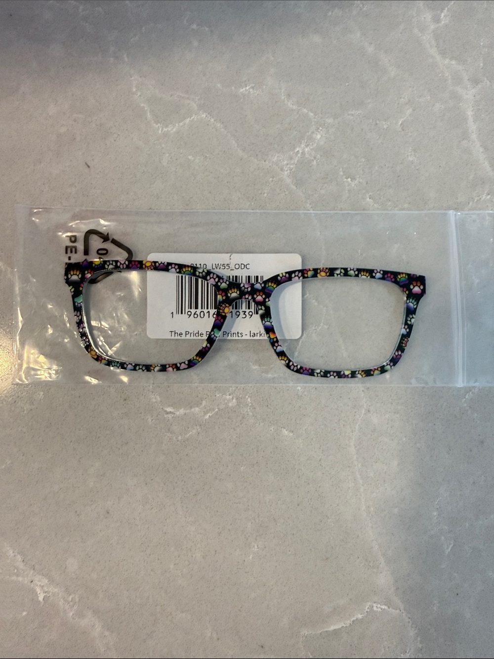 Women's Paw-Print Rectangle Reading Glasses - Black Multi